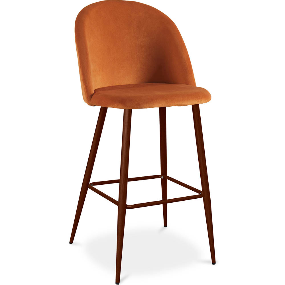  Buy Velvet Upholstered Bar Stool Scandinavian Design with Dark Metal Legs - Evelyne Reddish orange 59993 - in the UK