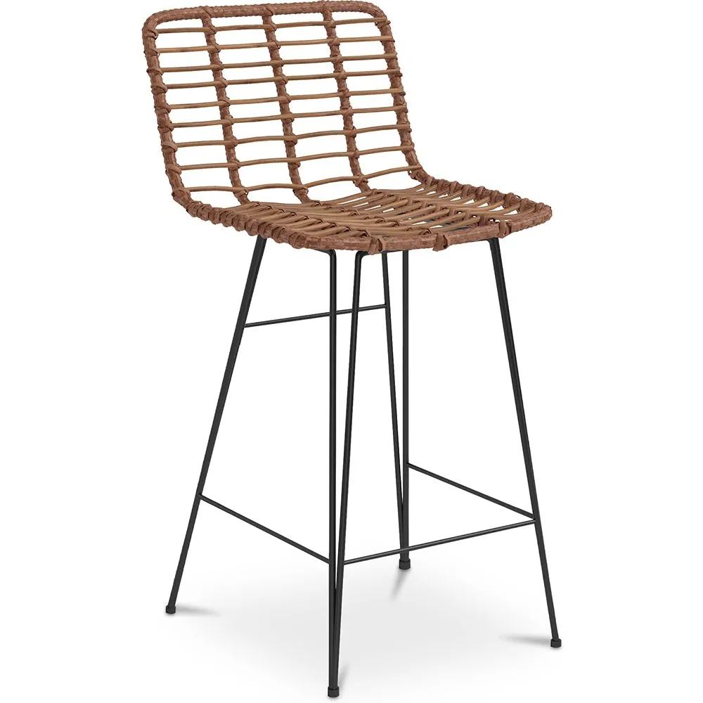 Wicker Bar Stool with Backrest - Boho Bali Design - 75cm - Catori image 8