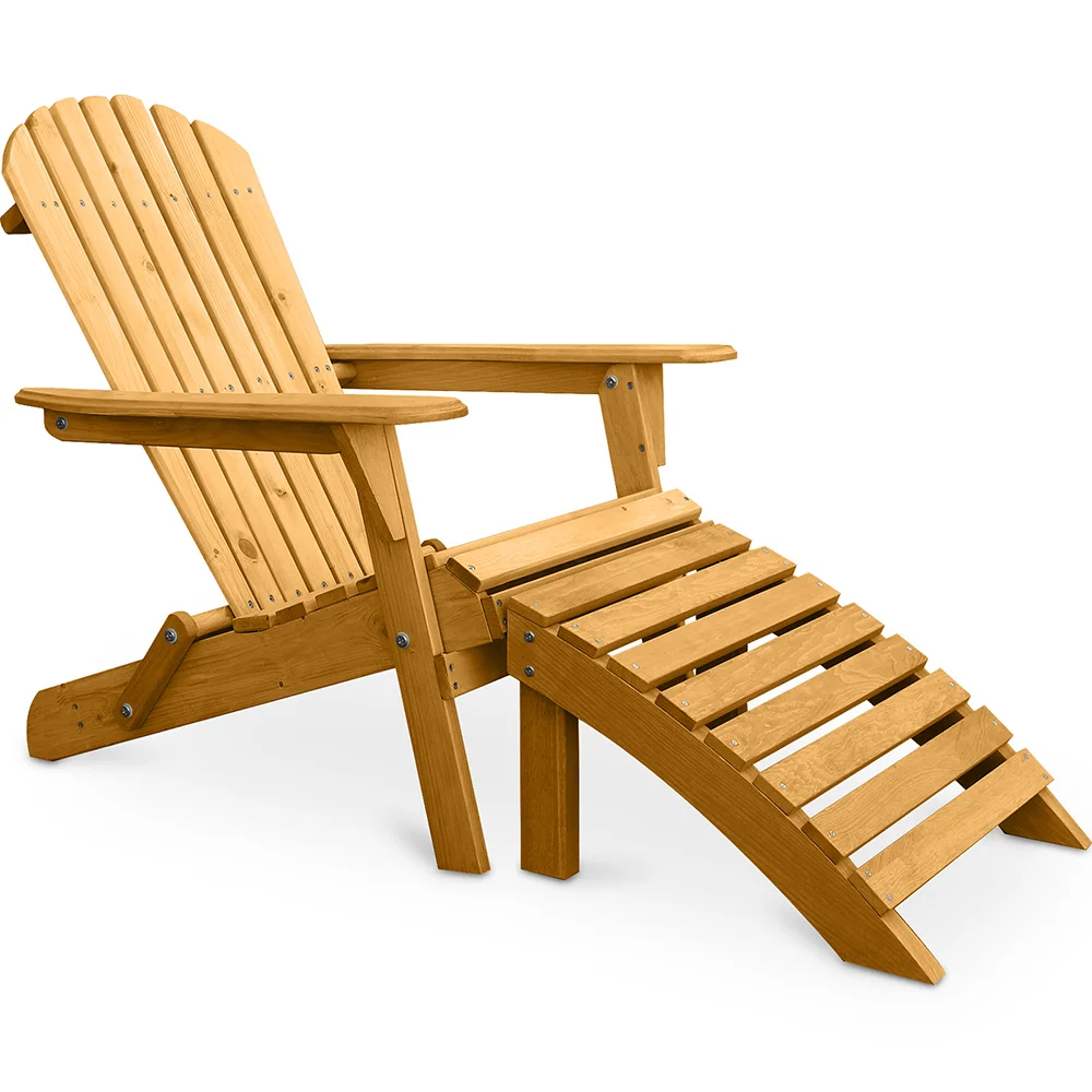 Deck Chair with Footrest - Wooden Garden Chair - Adirondack image 8