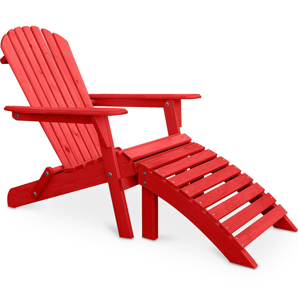  Buy Deck Chair with Footrest - Wooden Garden Chair - Alana Red 60009 - in the UK
