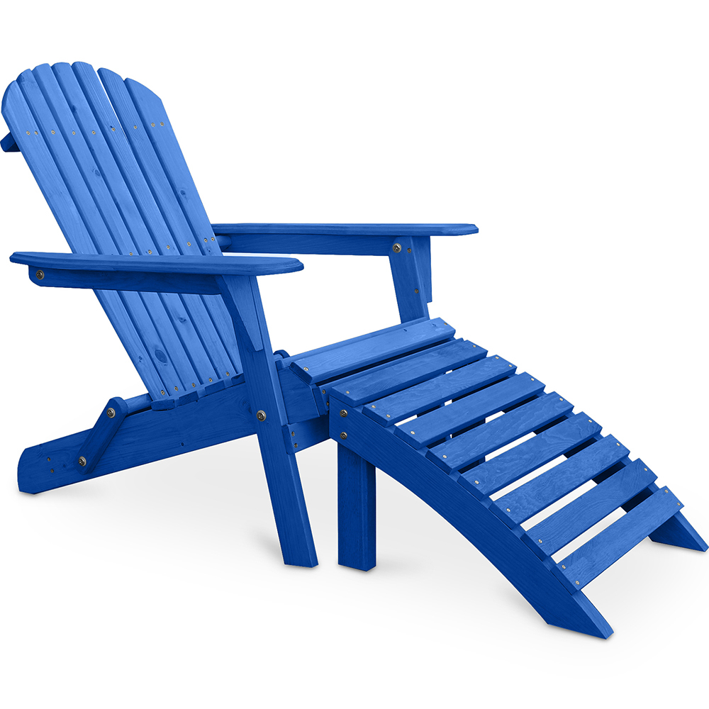  Buy Deck Chair with Footrest - Wooden Garden Chair - Alana Blue 60009 - in the UK