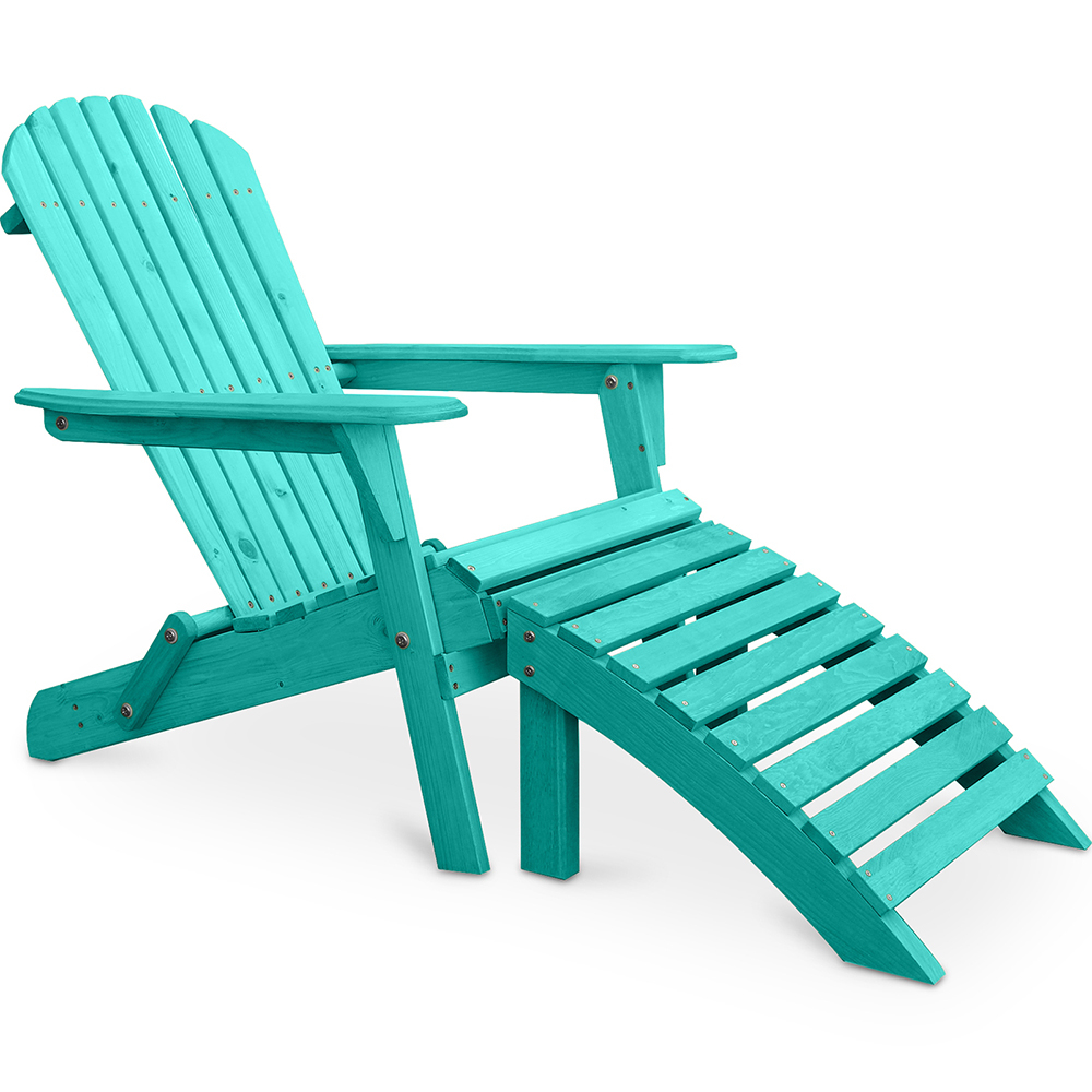  Buy Deck Chair with Footrest - Wooden Garden Chair - Alana Green 60009 - in the UK