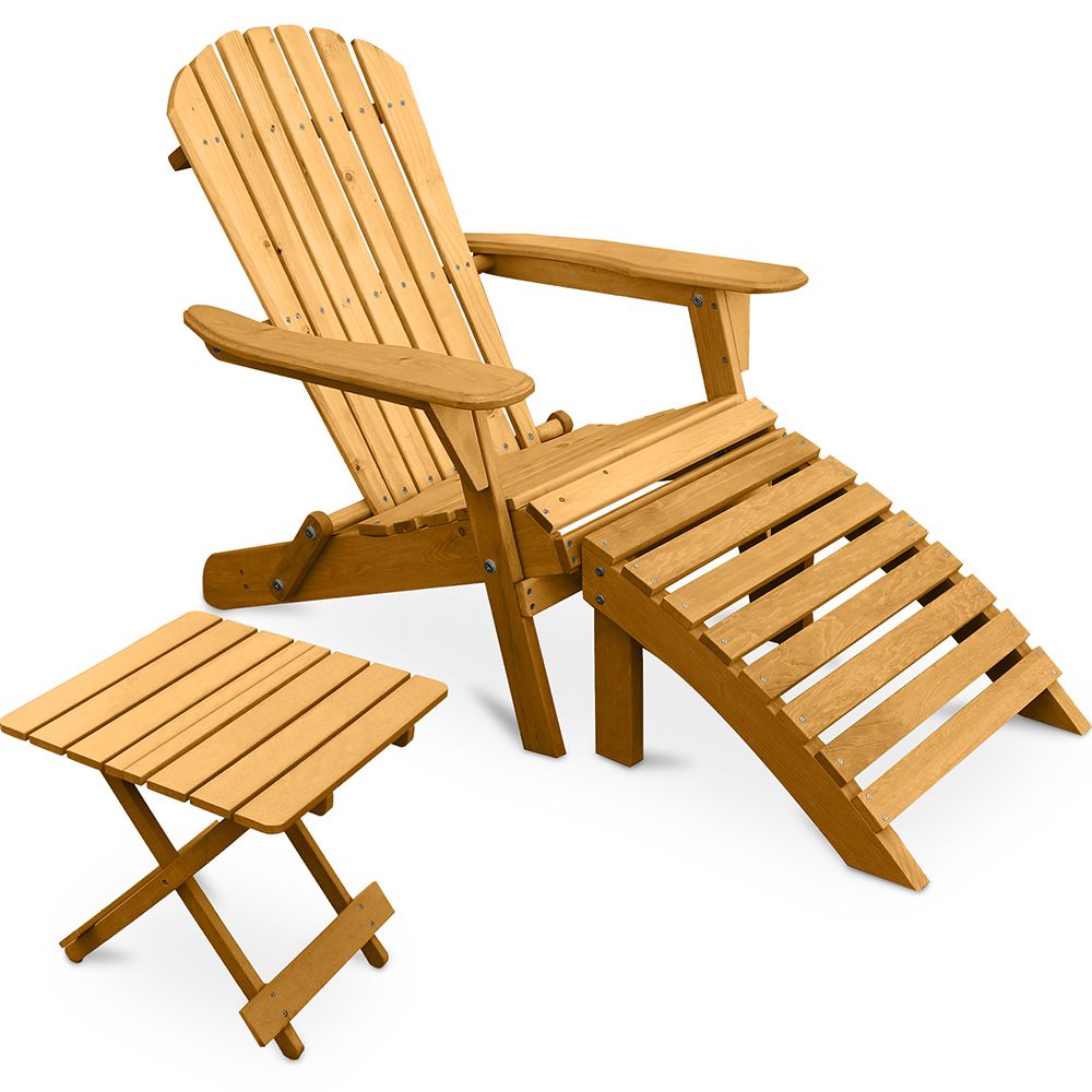 Outdoor Chair with Footstool and Outdoor & Garden Table - Wood - Alana image 8