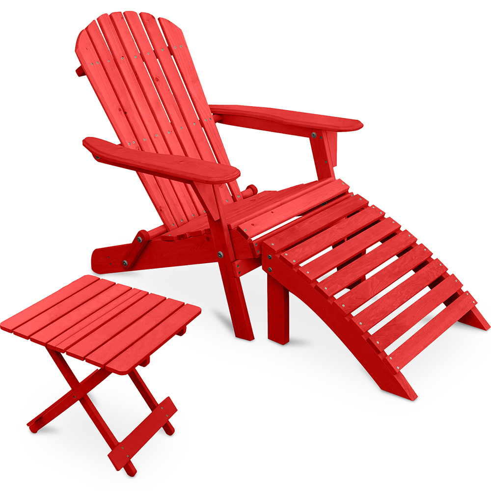  Buy Outdoor Chair with Footstool and Outdoor & Garden Table - Wood - Alana Red 60010 - in the UK