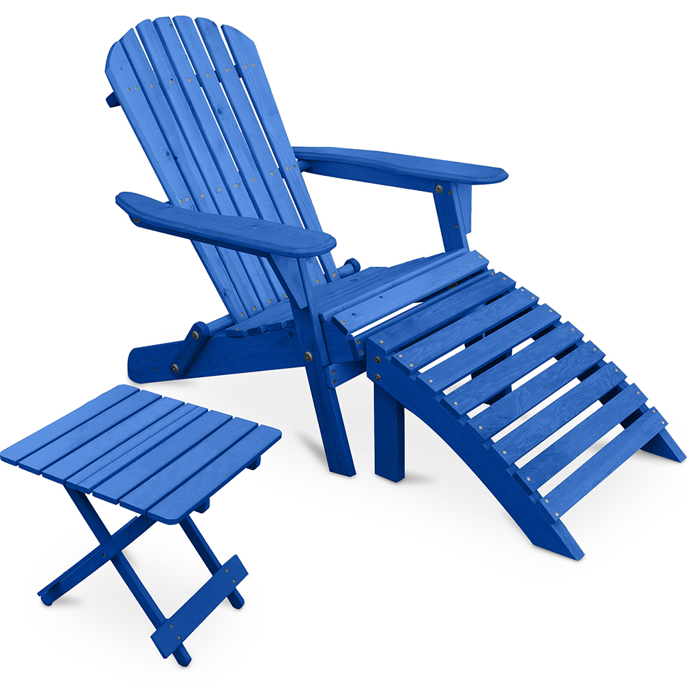  Buy Outdoor Chair with Footstool and Outdoor & Garden Table - Wood - Alana Blue 60010 - in the UK