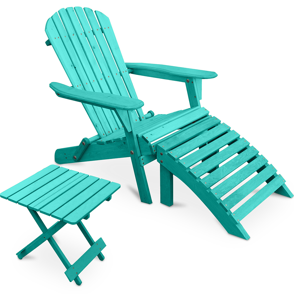  Buy Outdoor Chair with Footstool and Outdoor & Garden Table - Wood - Alana Green 60010 - in the UK