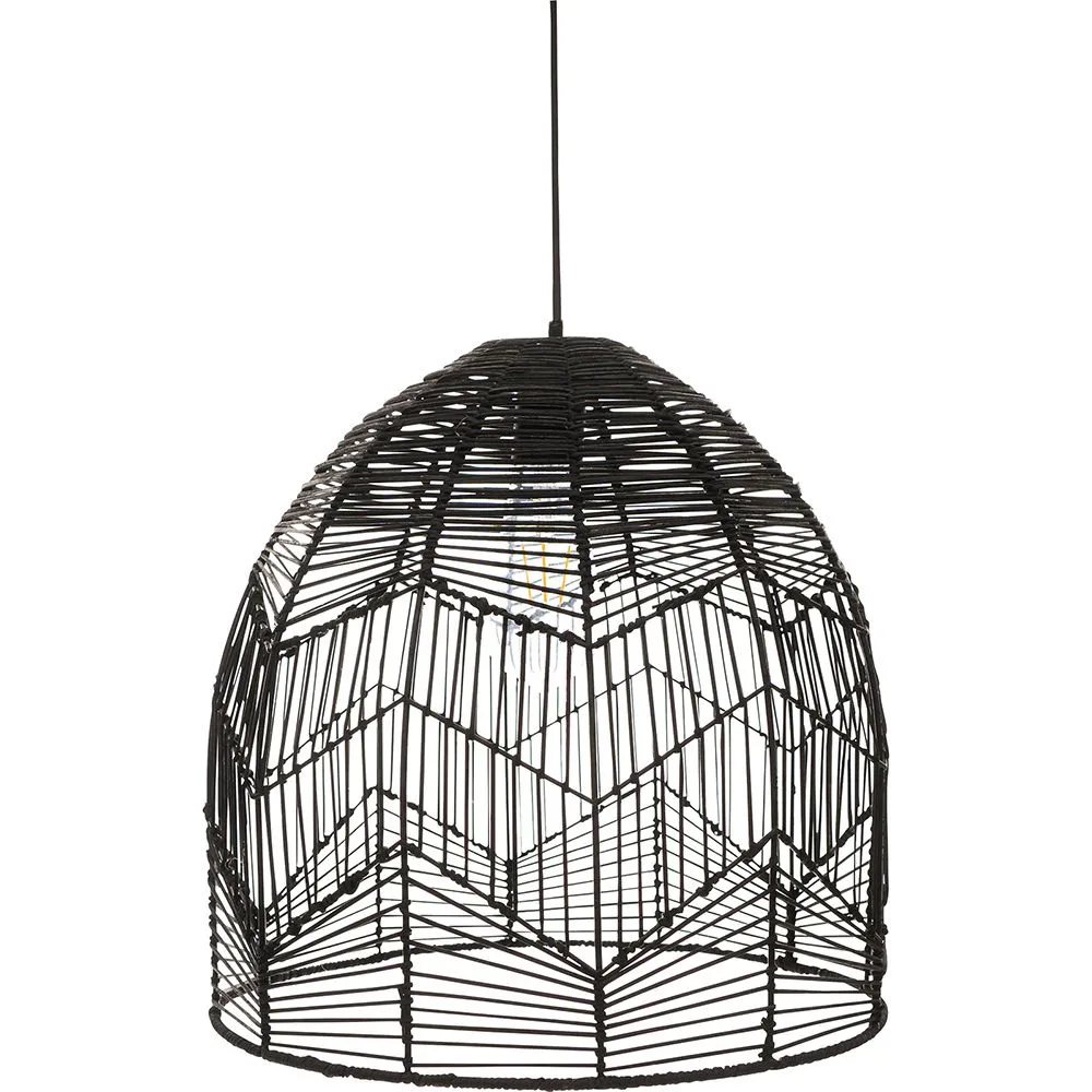 Black Rattan Ceiling Lamp - Boho Bali Design Pendant Lamp - Le image 8