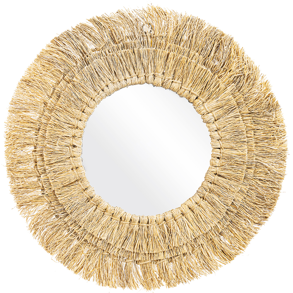  Buy Round Natural Seagrass Boho Bali Wall Mirror (56 cm) - Ais Natural wood 60056 - in the UK