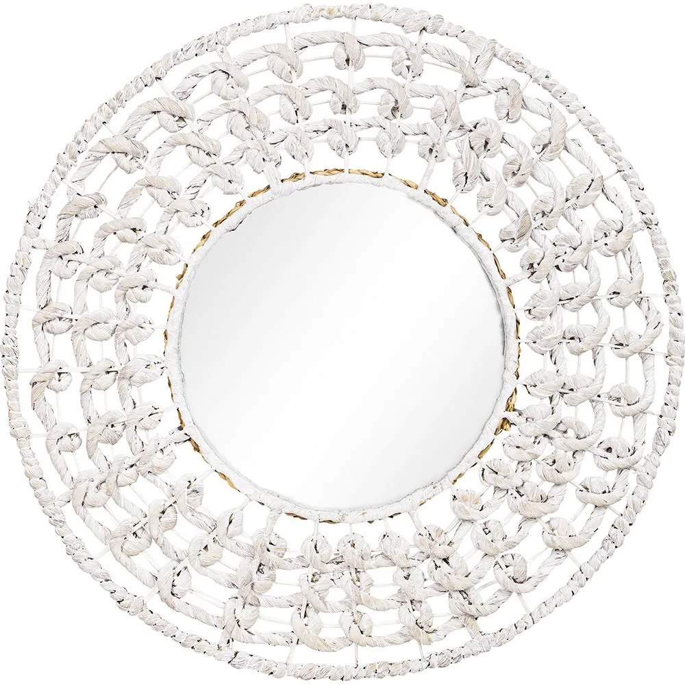 Wall Mirror - White Boho Bali Round Design (60 cm) - Lenai image 8