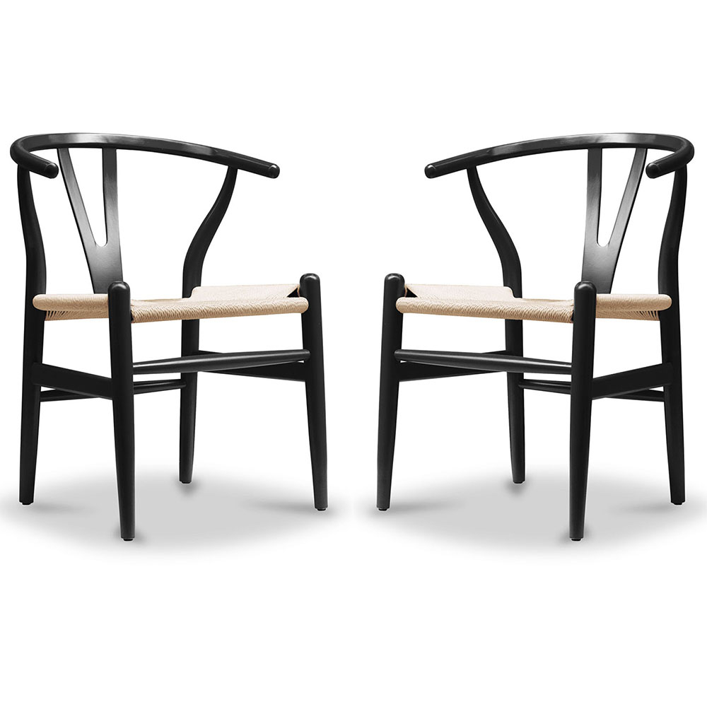  Buy Pack of 2 Wooden Dining Chairs - Scandinavian Style - Wish Black 60062 - in the UK