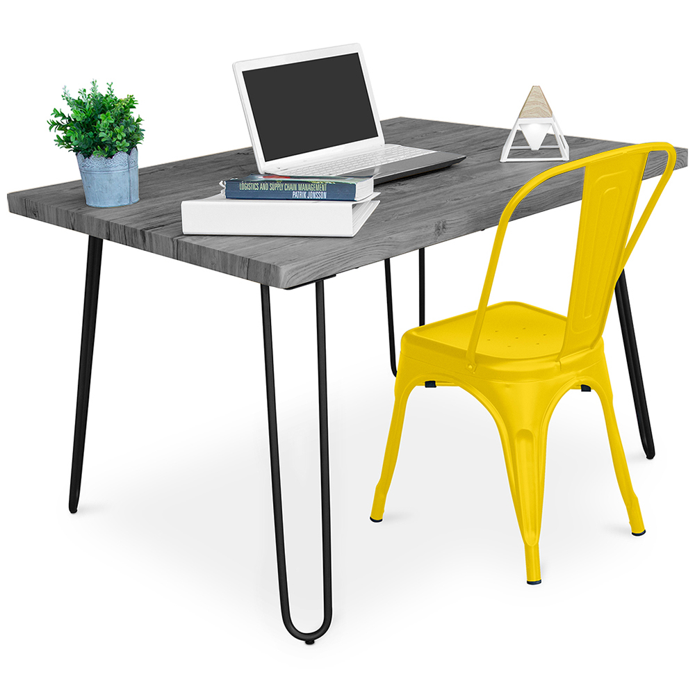  Buy Desk Set - Industrial Design 120cm - Hairpin + Dining Chair - Stylix Yellow 60069 - in the UK