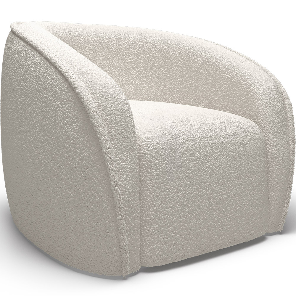  Buy Armchair with Armrests - Upholstered in Boucle Fabric - Seral White 60080 - in the UK