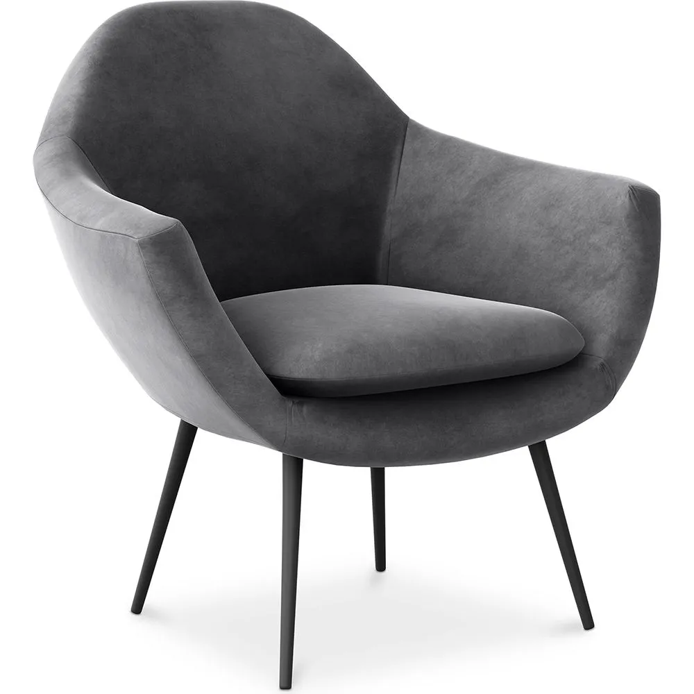 Armchair with Armrests - Upholstered in Velvet - Eila image 8