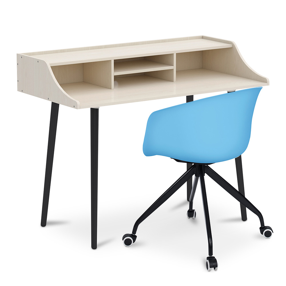  Buy Wooden Desk - Scandinavian Design - Torkel + Designer Office Chair - Joan Blue 60066 - in the UK
