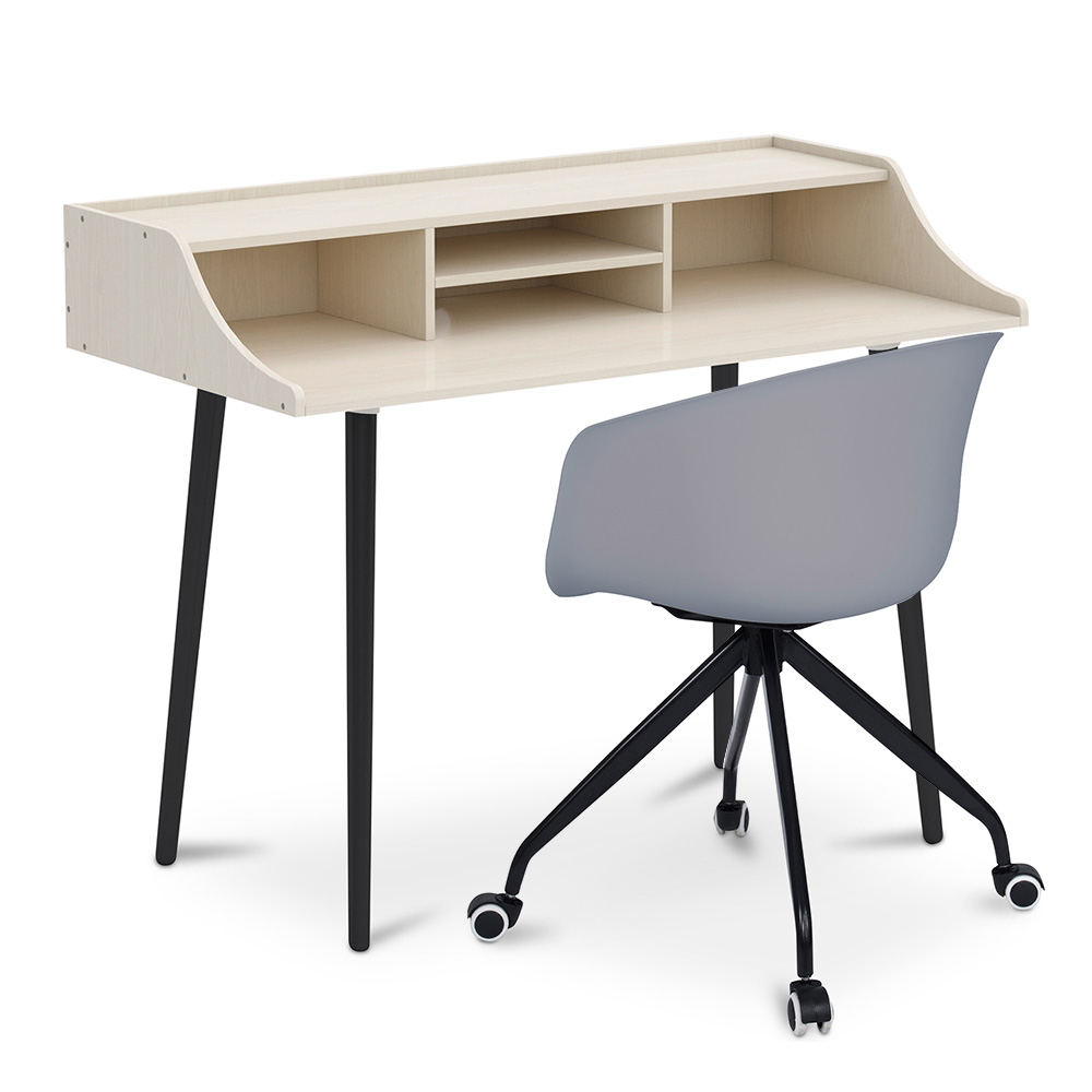  Buy Wooden Desk - Scandinavian Design - Torkel + Designer Office Chair - Joan Grey 60066 - in the UK