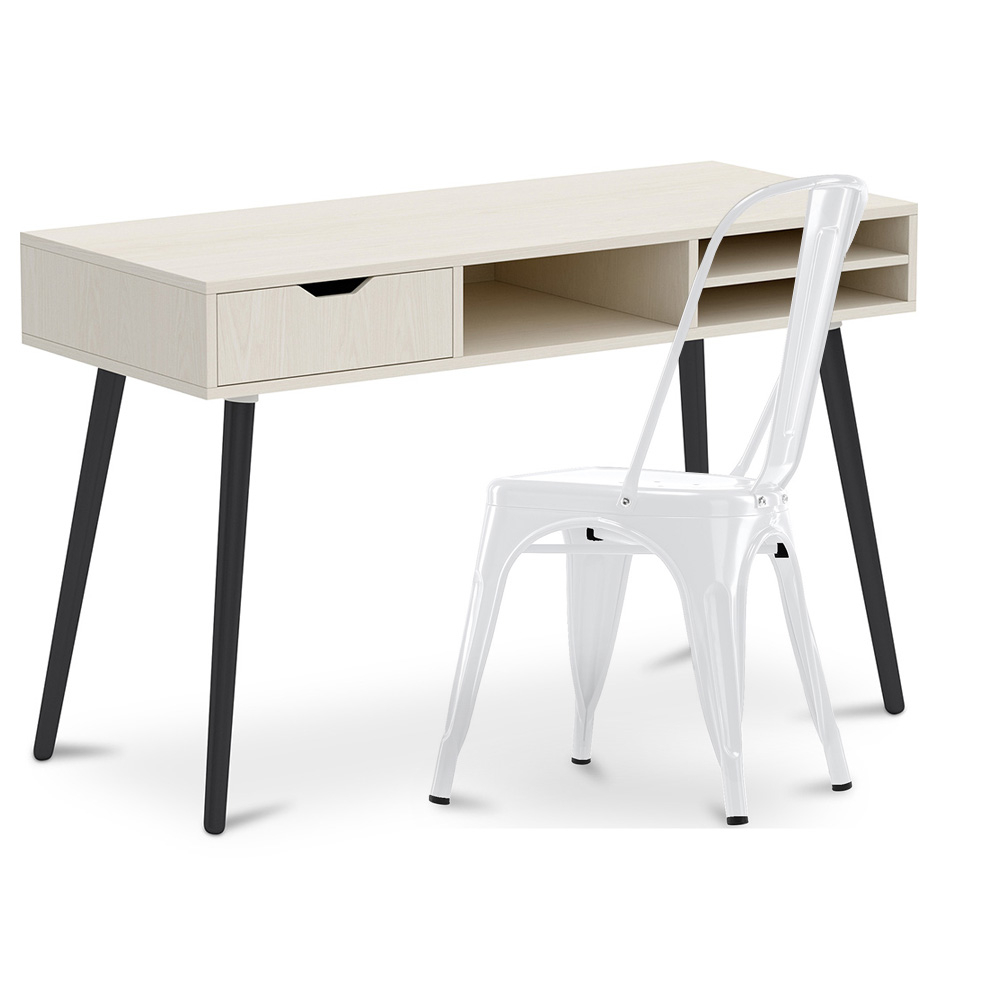  Buy Wooden Desk - Scandinavian Design - Beckett + Dining Chair - Stylix White 60065 - in the UK