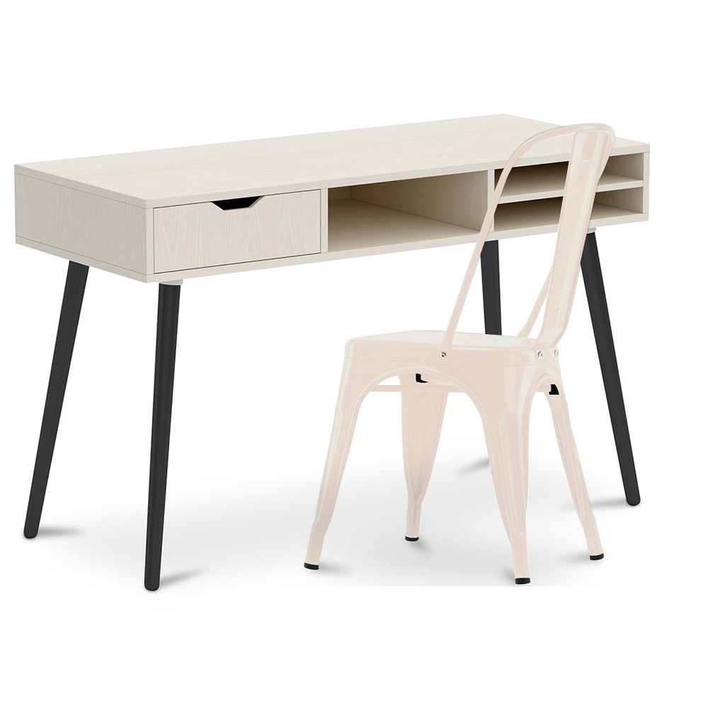  Buy Wooden Desk - Scandinavian Design - Beckett + Dining Chair - Stylix Cream 60065 - in the UK