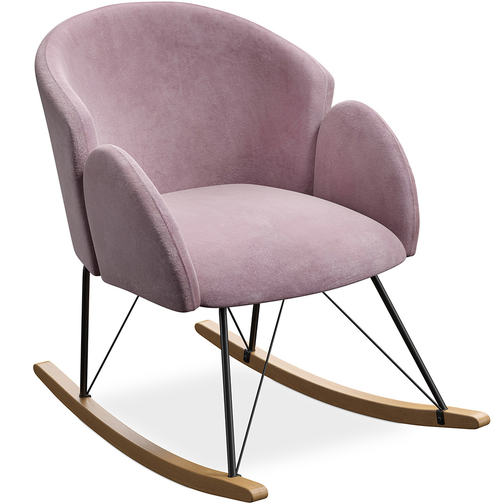  Buy Rocking Chair with Armrests - Upholstered in Velvet - Freia Light Pink 60082 - in the UK