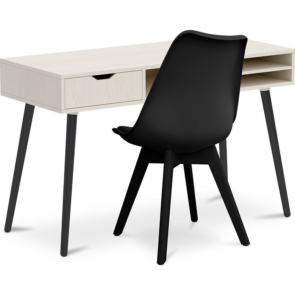  Buy Wooden Desk Set - Scandinavian Design - Beckett + Dining Chair - Scandinavian Design - Denisse Black 60115 - in the UK