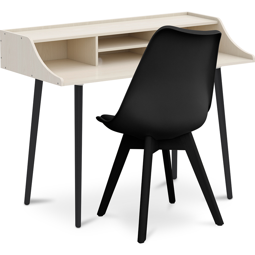  Buy Wooden Desk Set - Scandinavian Design - Torkel + Dining Chair - Scandinavian Design - Denisse Black 60116 - in the UK