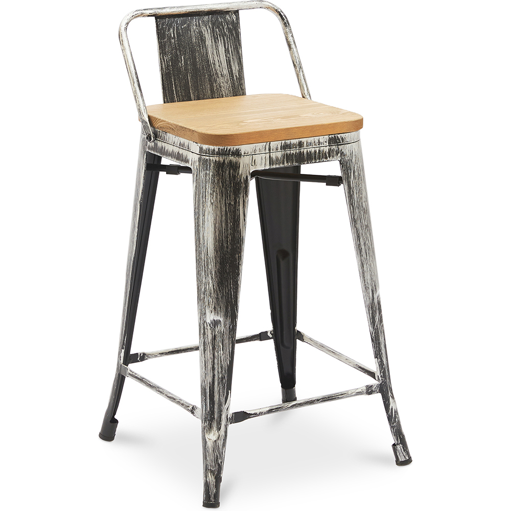  Buy Bar Stool with Backrest - Industrial Design - Wood & Steel - 60cm - New Edition - Stylix Industriel 60125 - in the UK