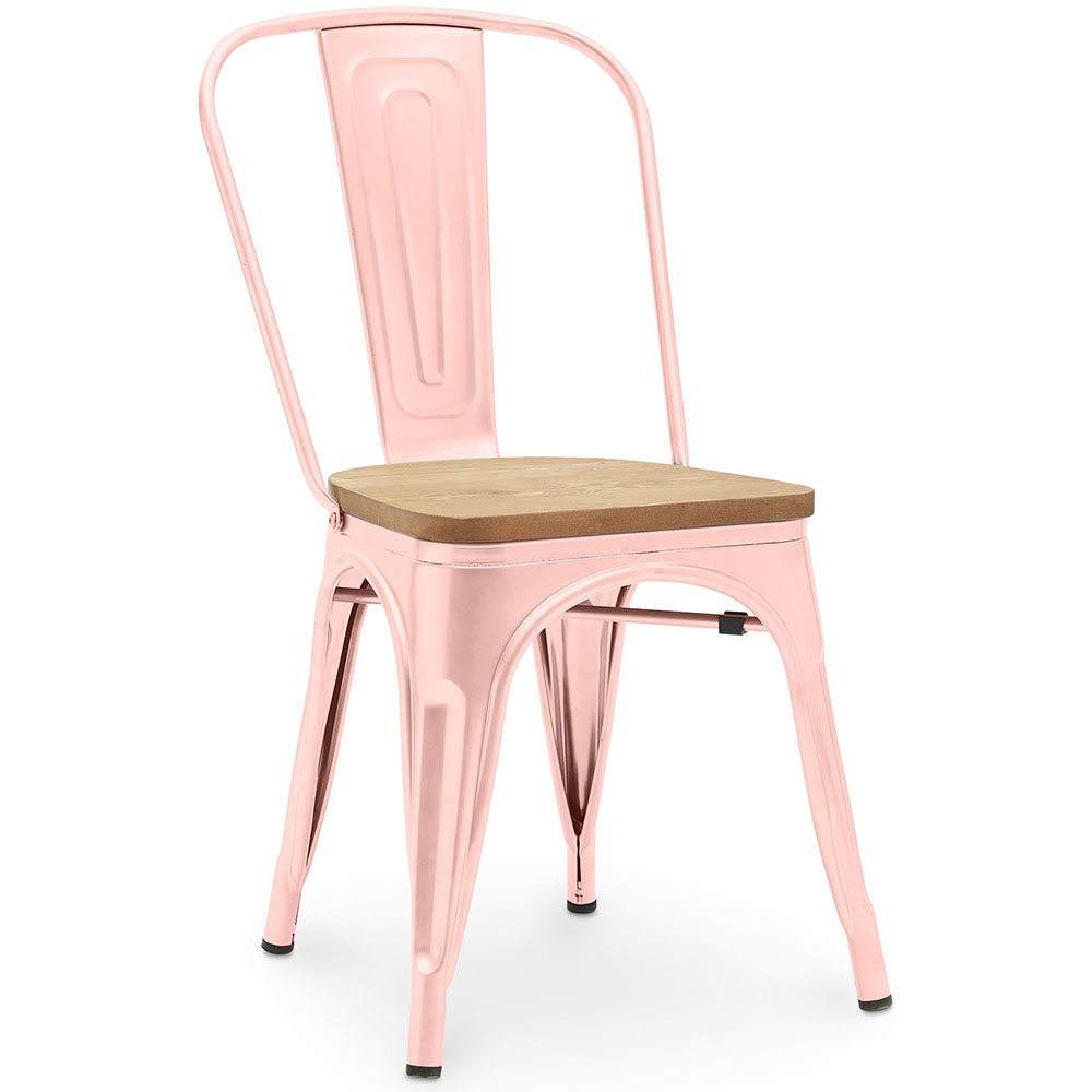 Buy Dining Chair - Industrial Design - Steel and Wood - New Edition - Stylix Pastel orange 60123 - in the UK