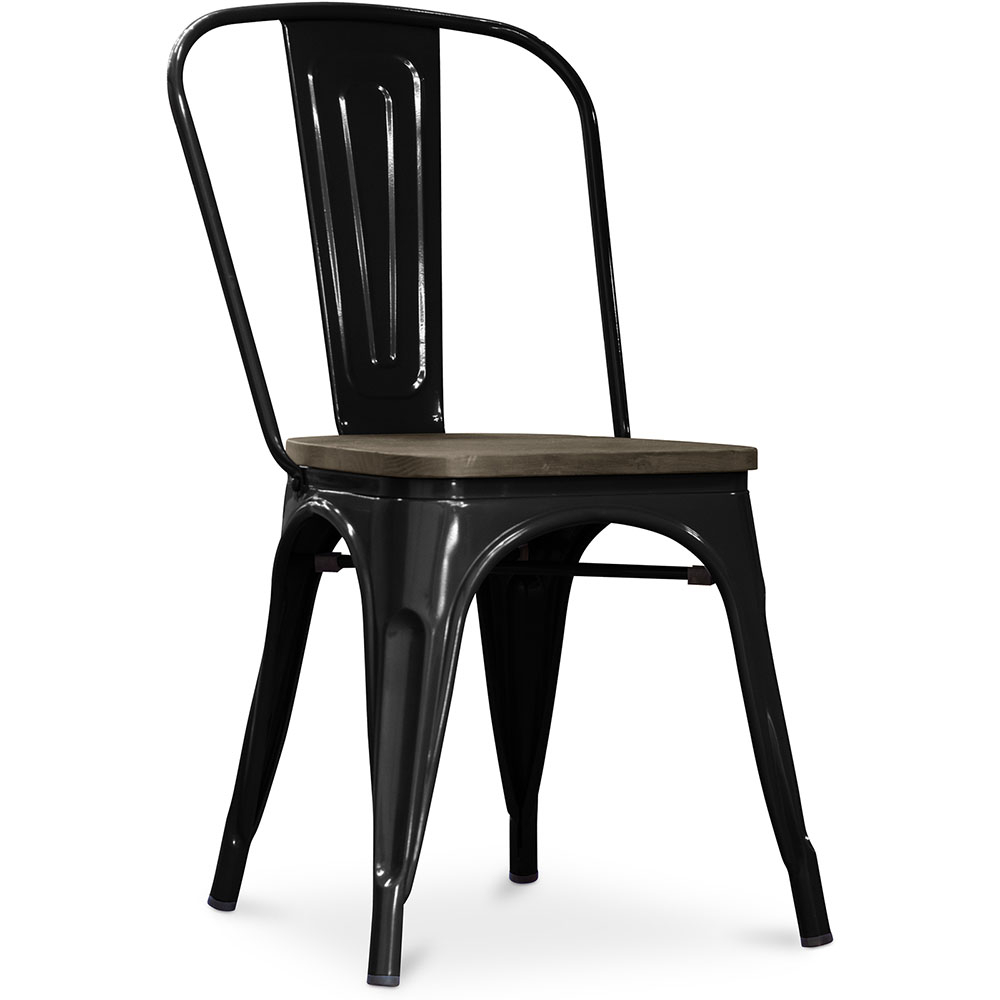  Buy Dining Chair - Industrial Design - Steel and Wood - New Edition - Stylix Black 60124 - in the UK
