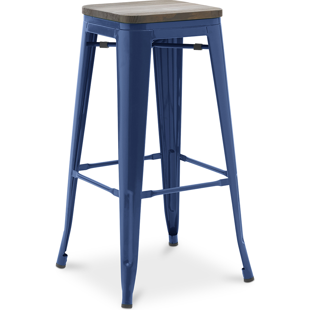  Buy Bar Stool - Industrial Design - Wood & Steel - 76 cm - New Edition- Stylix Dark blue 60137 - in the UK