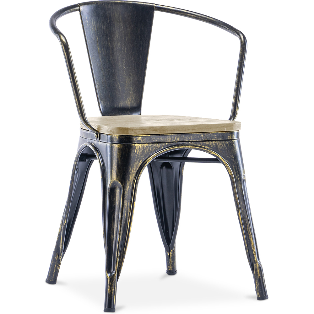  Buy Dining Chair with Armrests - Industrial Design - Wood and Steel - New Edition - Stylix Metallic bronze 60143 - in the UK
