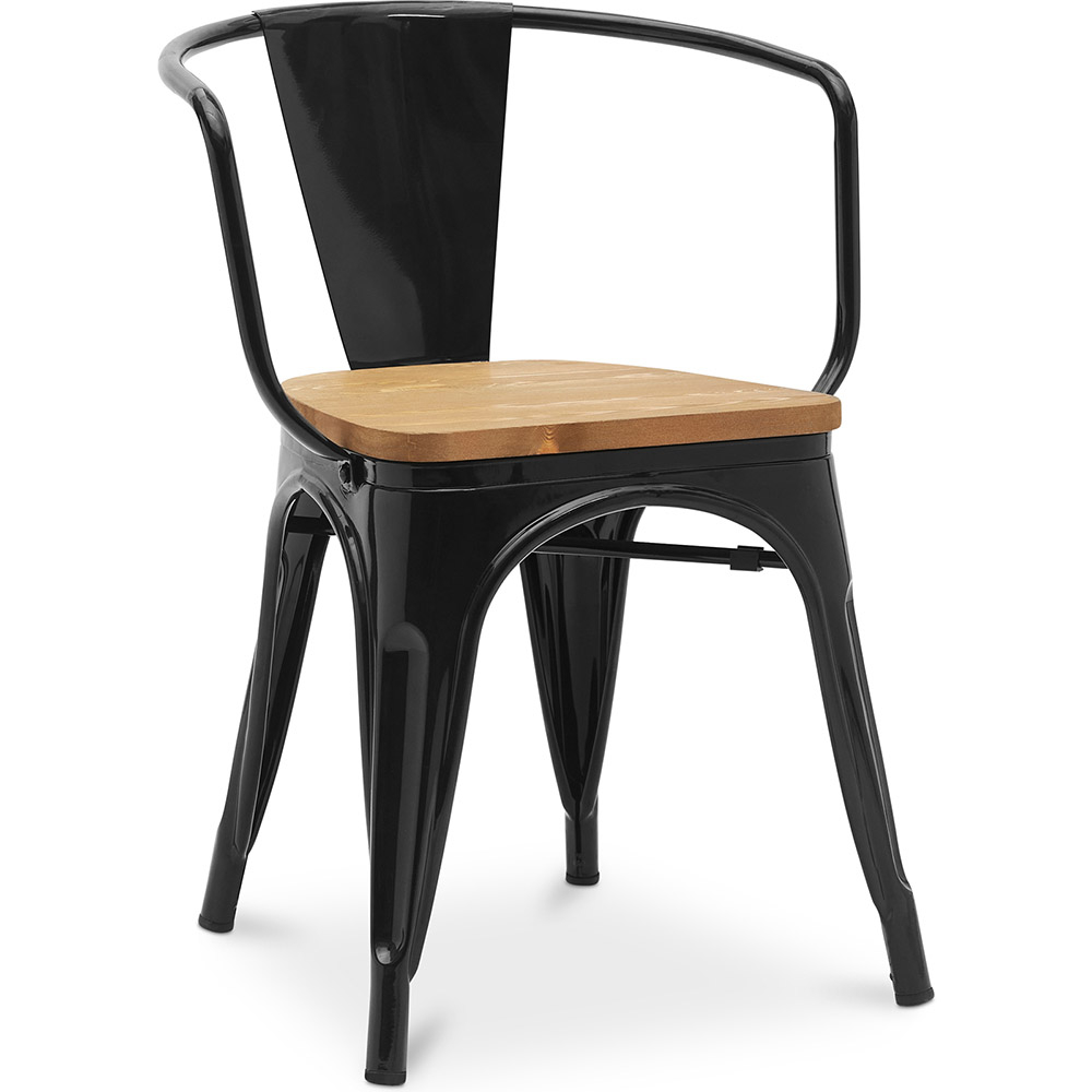  Buy Dining Chair with Armrests - Industrial Design - Wood and Steel - New Edition - Stylix Black 60143 - in the UK