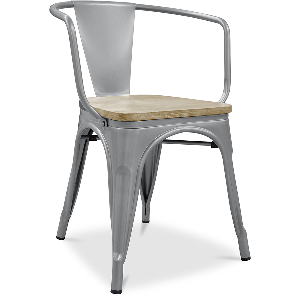  Buy Dining Chair with Armrests - Industrial Design - Wood and Steel - New Edition - Stylix Light grey 60143 - in the UK