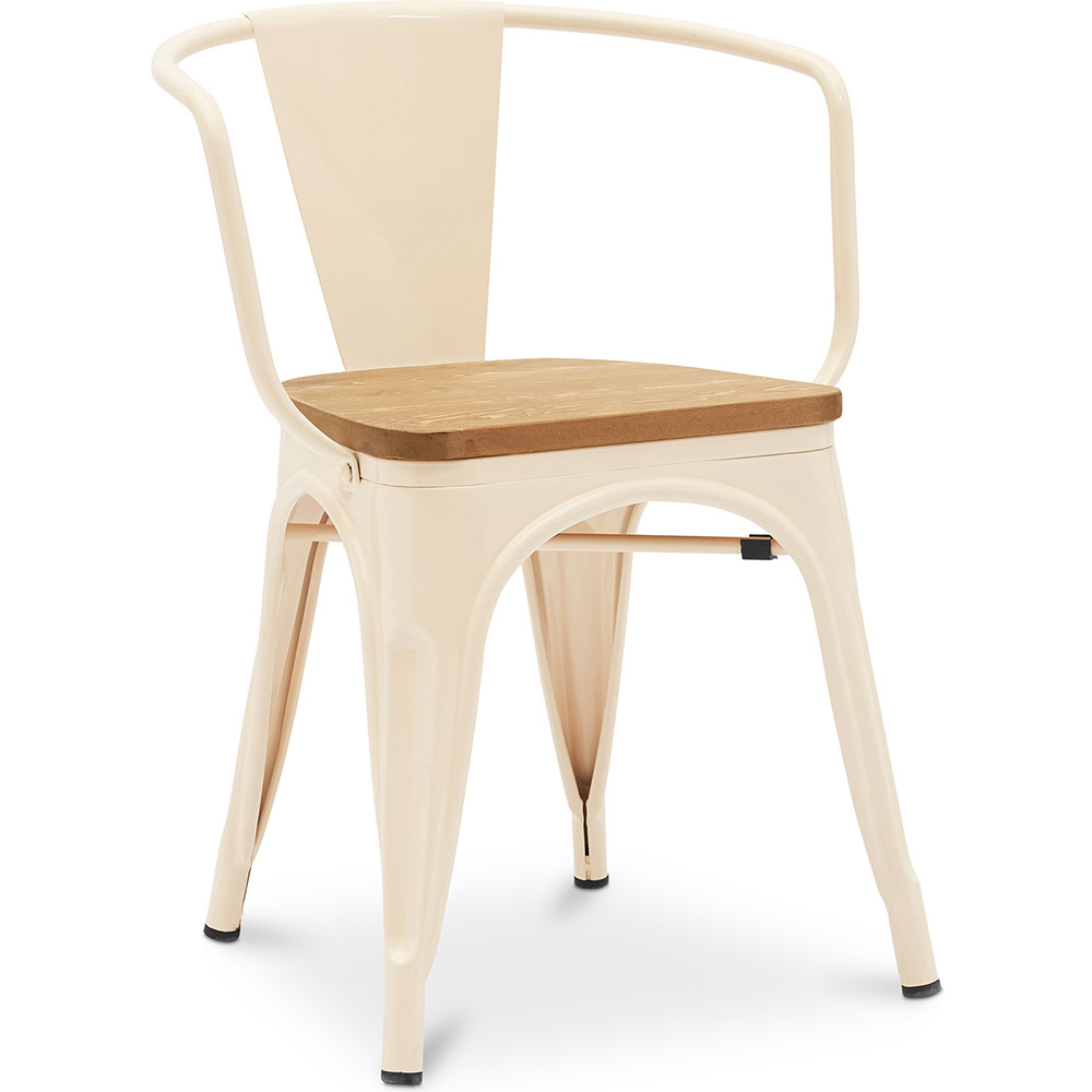  Buy Dining Chair with Armrests - Industrial Design - Wood and Steel - New Edition - Stylix Cream 60143 - in the UK