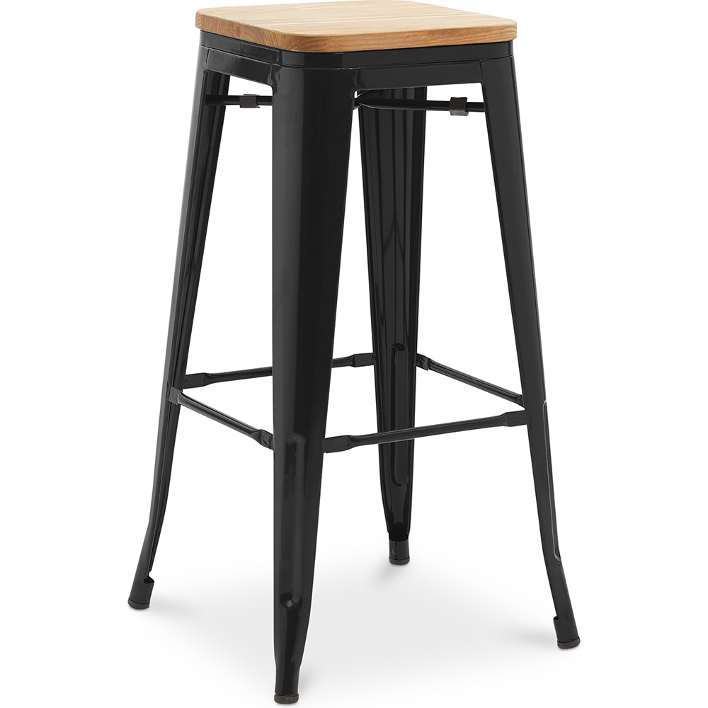  Buy Bar Stool - Industrial Design - Wood & Steel - 76cm - New Edition - Stylix Black 60144 - in the UK