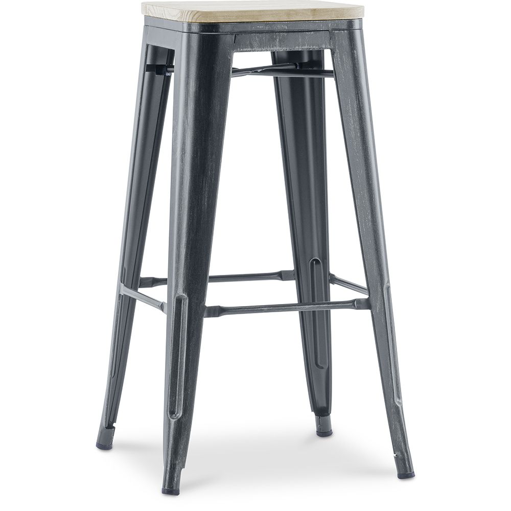 Bar Stool - Industrial Design - Wood & Steel - 76cm - New Edition - Stylix image 8