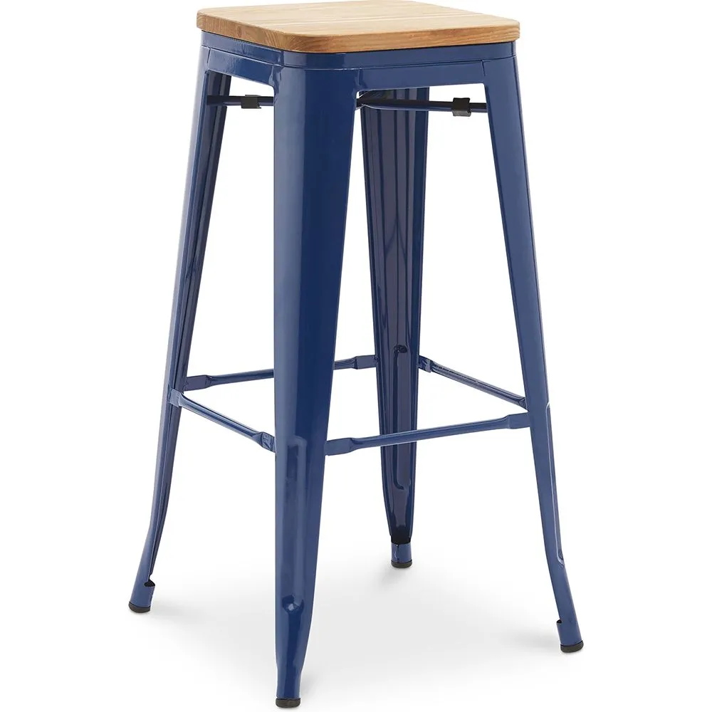 Bar Stool - Industrial Design - Wood & Steel - 76cm - New Edition - Stylix image 8