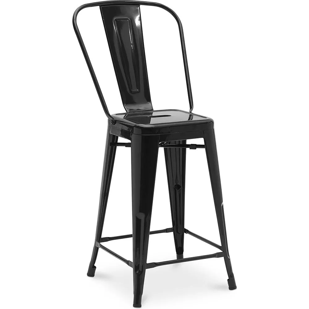 Bar Stool with Backrest - Industrial Design - 60cm - New Edition - Stylix image 8