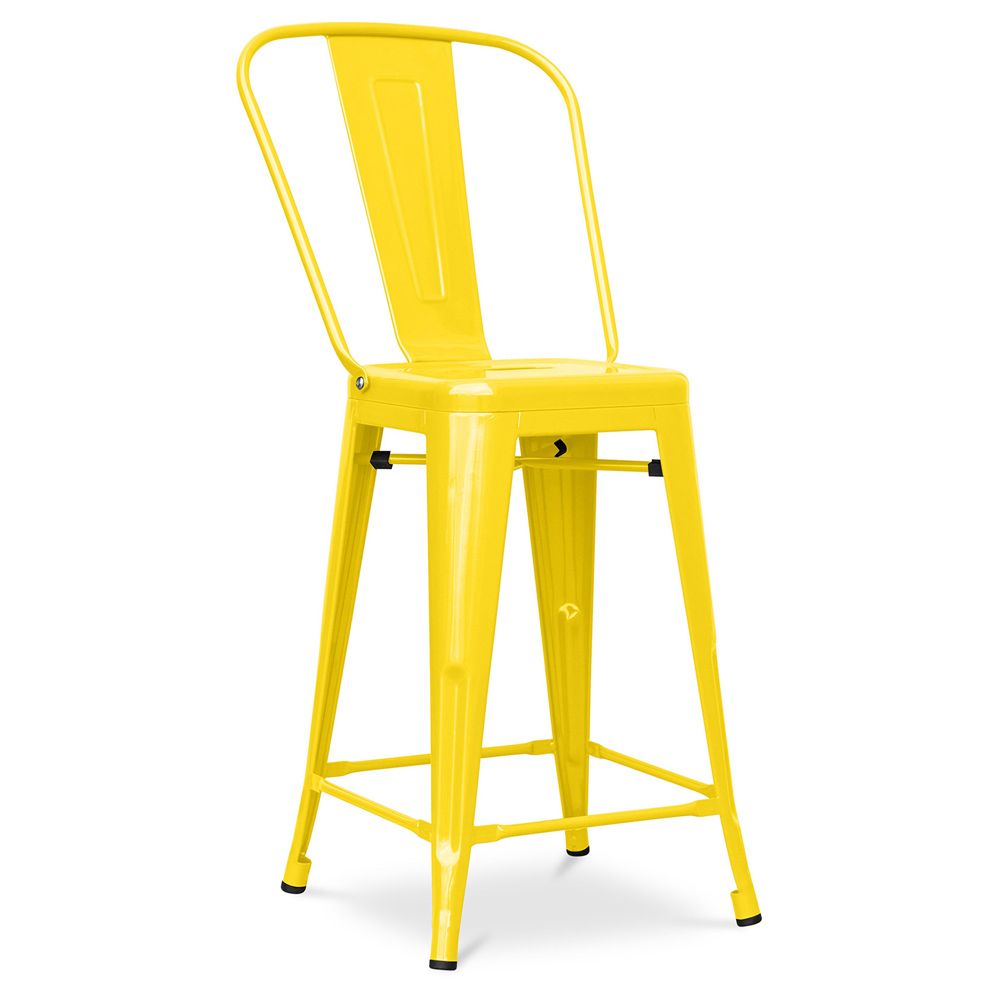 Bar Stool with Backrest - Industrial Design - 60cm - New Edition - Stylix image 8