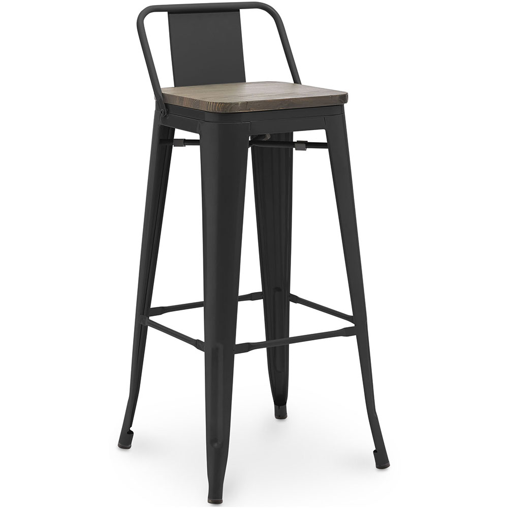  Buy Bar Stool - Industrial Design - Wood and Steel - 76cm - Stylix Black 60150 - in the UK