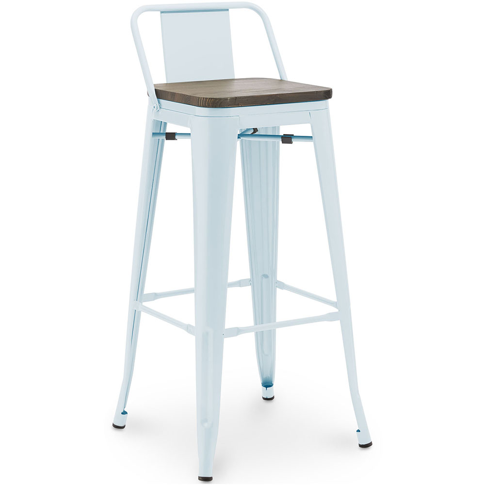  Buy Bar Stool - Industrial Design - Wood and Steel - 76cm - Stylix Light blue 60150 - in the UK