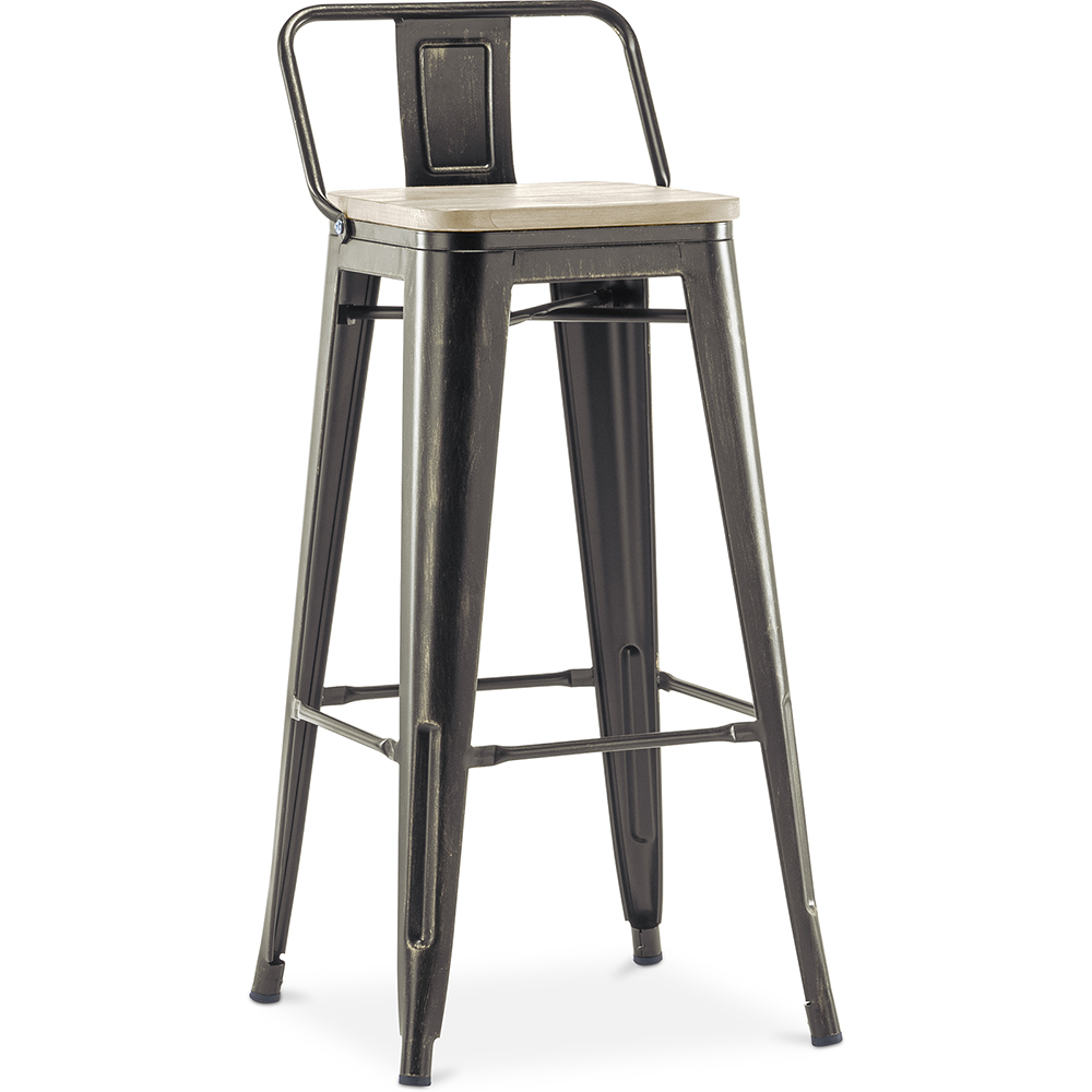  Buy Bar Stool with Backrest - Industrial Design - Wood & Steel - 76cm - New Edition - Stylix Metallic bronze 60152 - in the UK