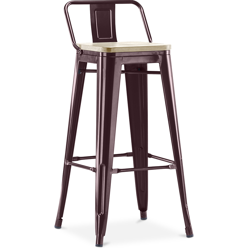  Buy Bar Stool with Backrest - Industrial Design - Wood & Steel - 76cm - New Edition - Stylix Bronze 60152 - in the UK