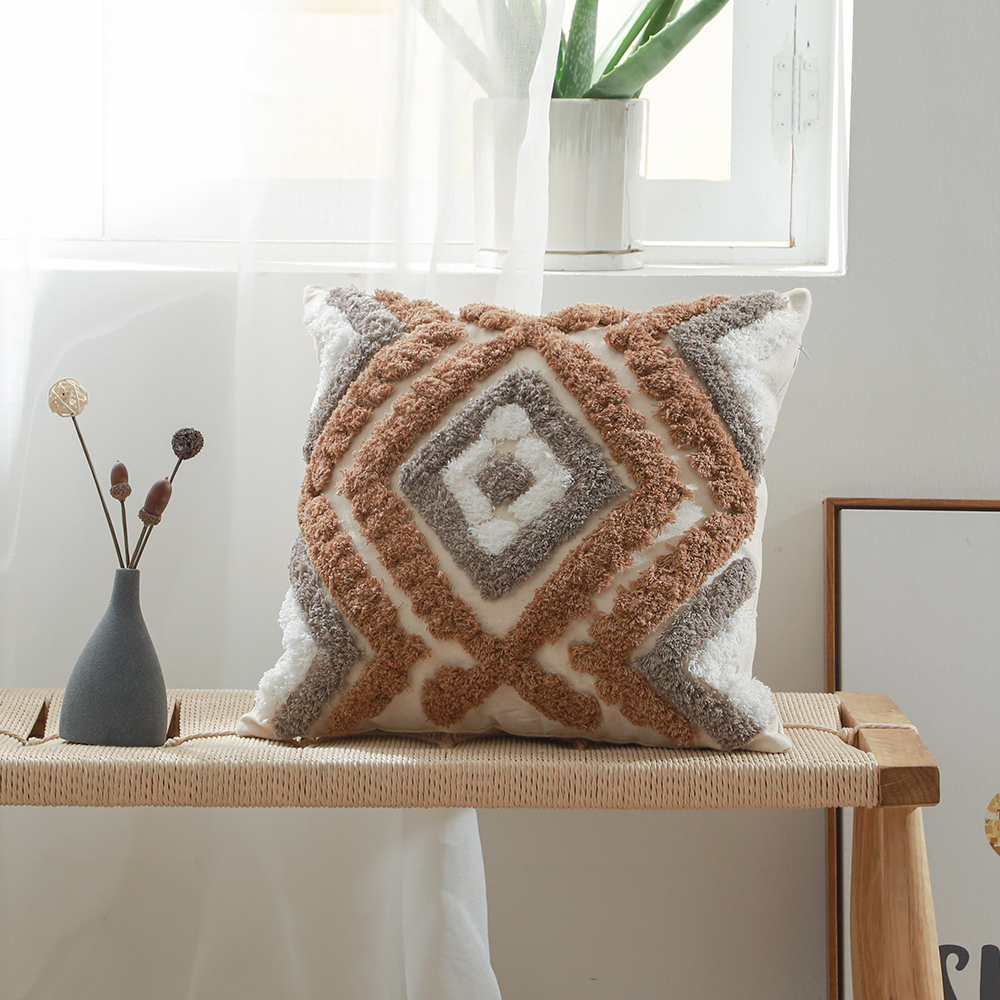  Buy Boho Bali Style Cushion - Cover and Filling Included - Hanaki Brown 60159 - in the UK