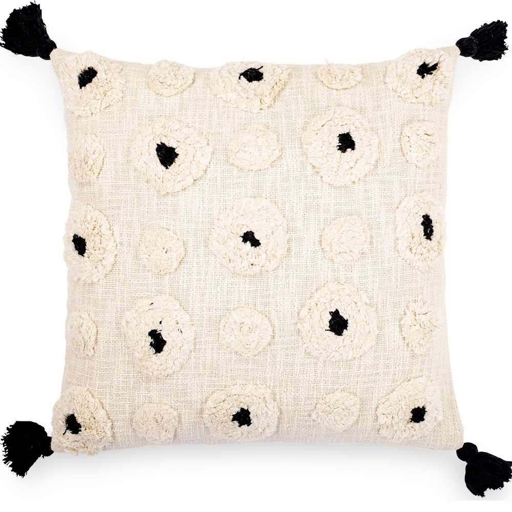 Buy Boho Bali Style Cushion - Cover and Filling Included - Eleanor Black 60223 - in the UK
