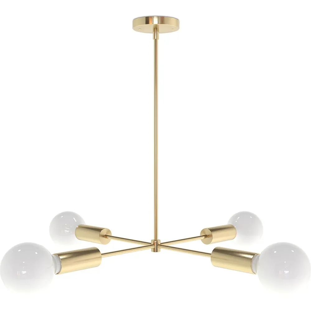 Gold Ceiling Lamp - Design Pendant Lamp - 4 arms - Retan image 8