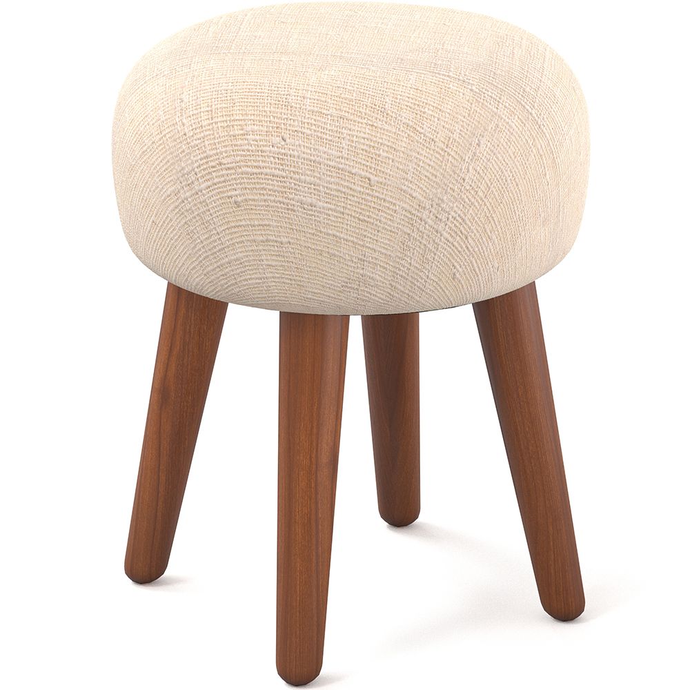 Round Stool Upholstered in Fabric - Boho Bali Style - Hiwal image 8