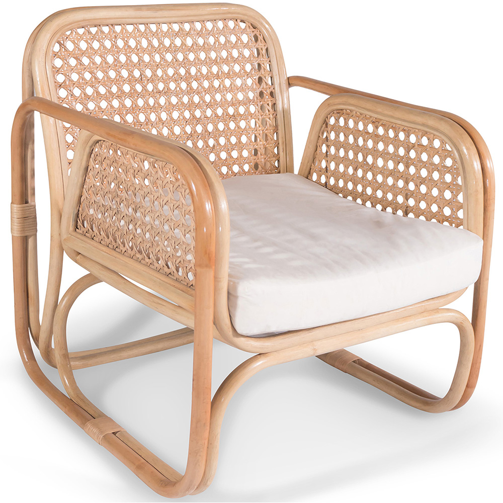  Buy Rattan Lounge Chair - Design Chair - Boho Bali - Qawa White 60300 - in the UK