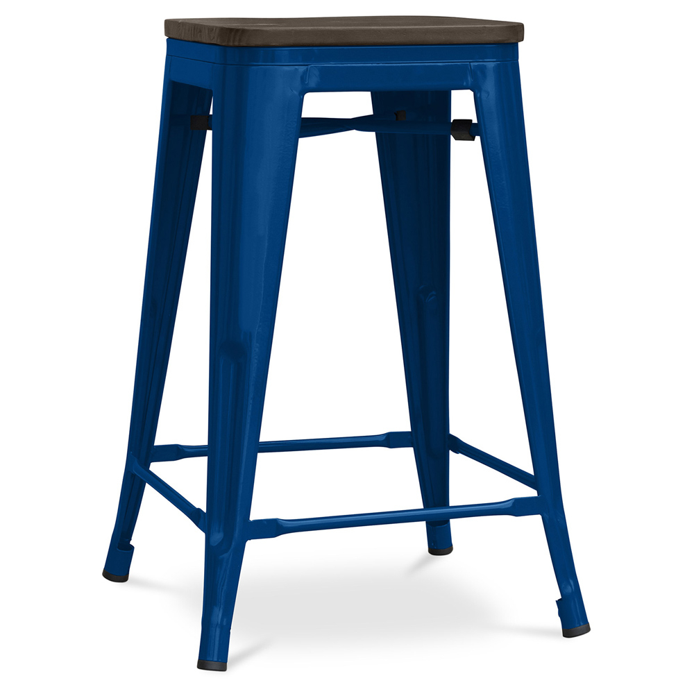  Buy Bar Stool - Industrial Design - Wood & Steel - 60cm -Stylix Dark blue 99958354 - in the UK