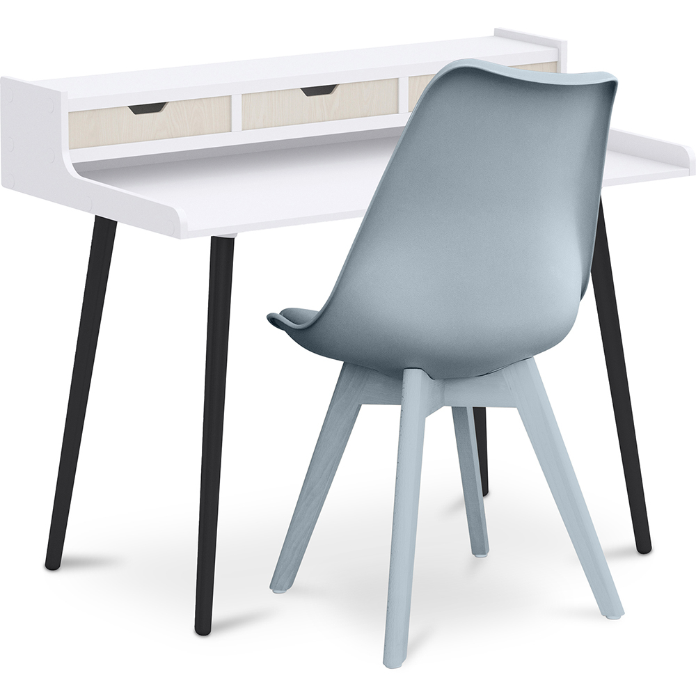  Buy Wooden Desk Set - Scandinavian Design - Thora + Dining Chair - Scandinavian Design - Denisse Light grey 60114 - in the UK