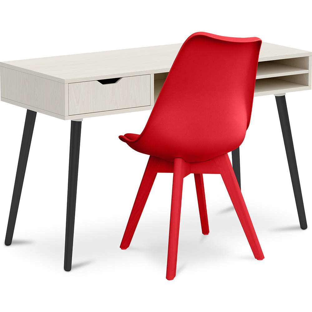  Buy Wooden Desk Set - Scandinavian Design - Beckett + Dining Chair - Scandinavian Design - Denisse Red 60115 - in the UK