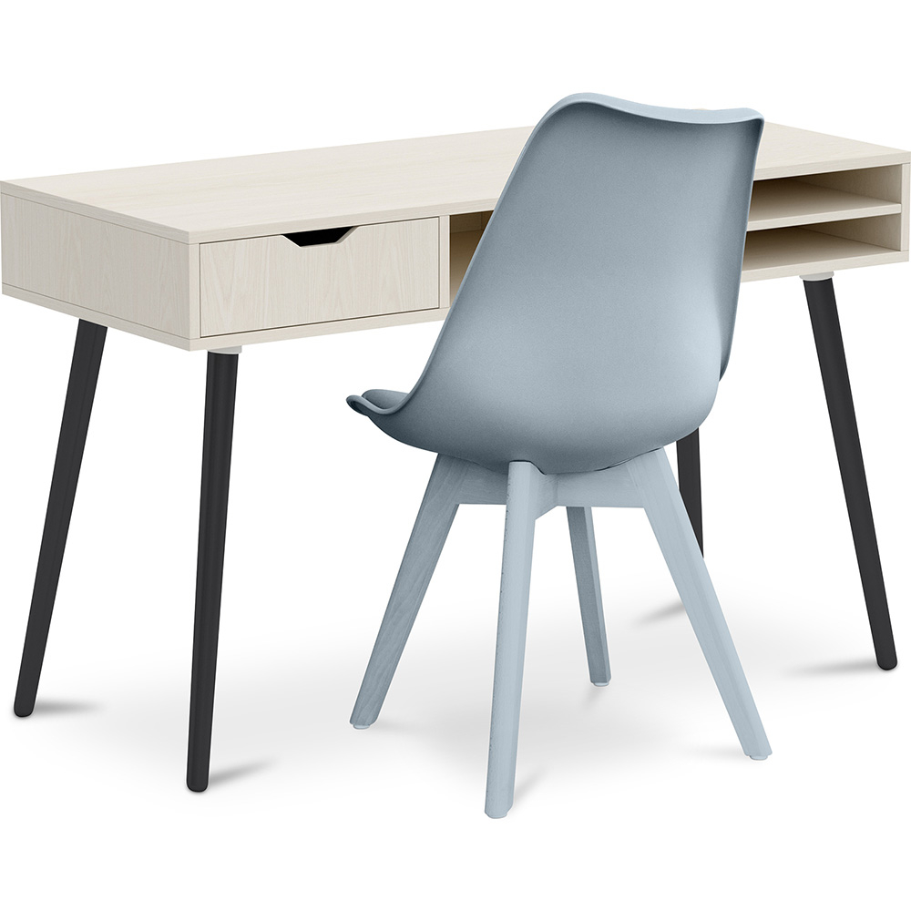  Buy Wooden Desk Set - Scandinavian Design - Beckett + Dining Chair - Scandinavian Design - Denisse Light grey 60115 - in the UK